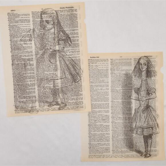 Alice in Wonderland Dictionary Prints 2, Black and White Alice Prints69 - Picture 6 of 6